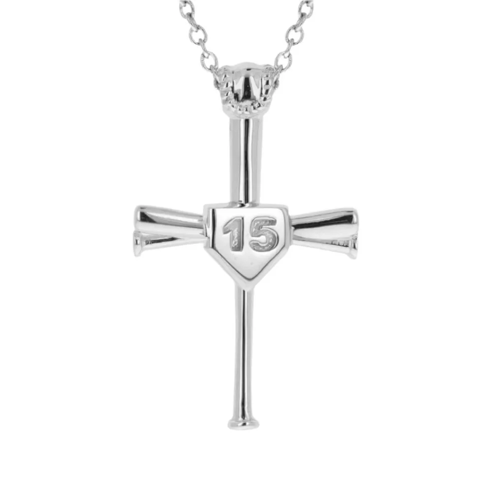 2.0 Custom Number Baseball Bat Cross | Sterling Silver