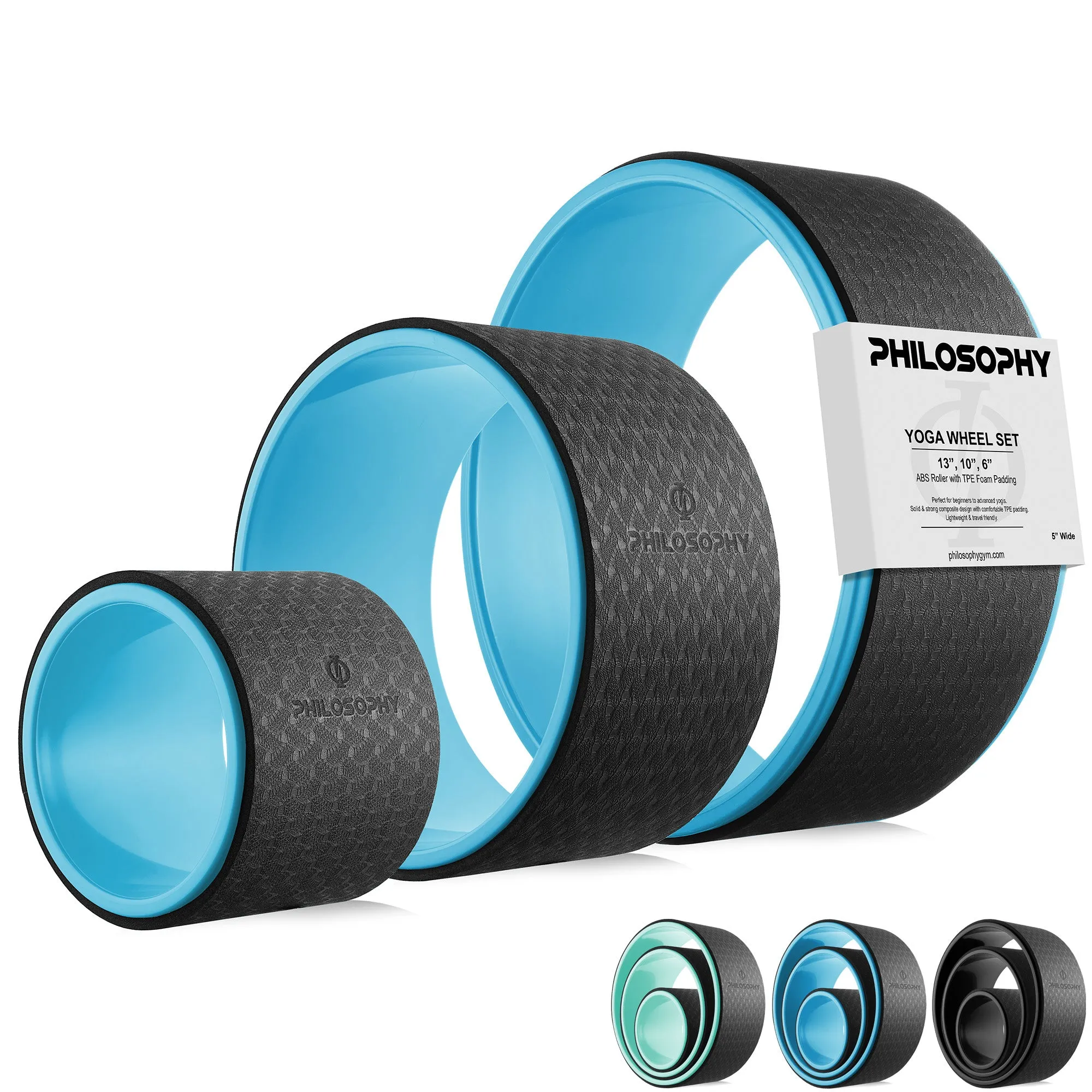 3 Piece Professional Yoga Wheel Roller Set (13", 10", 6")