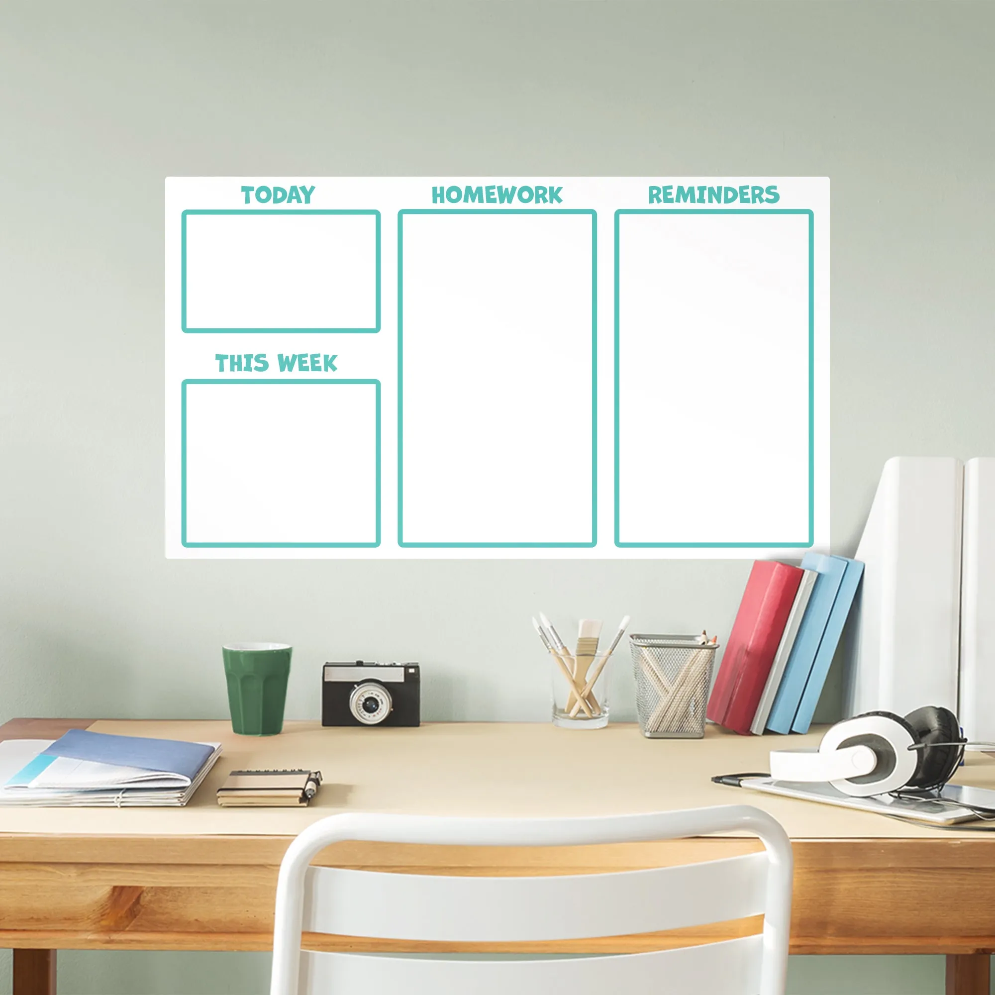 Agenda Organizer: Kid Teal - Removable Dry Erase Vinyl Decal