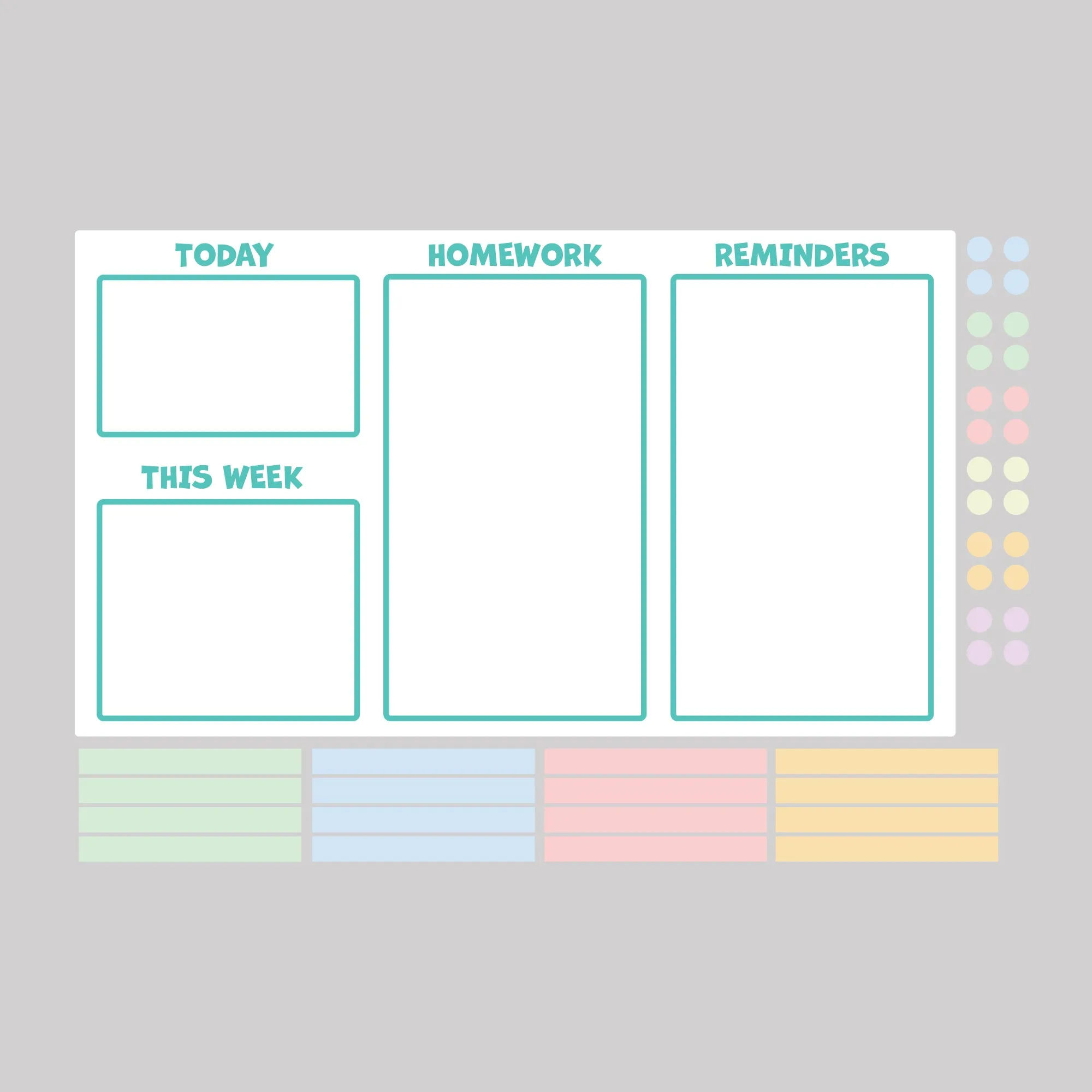 Agenda Organizer: Kid Teal - Removable Dry Erase Vinyl Decal