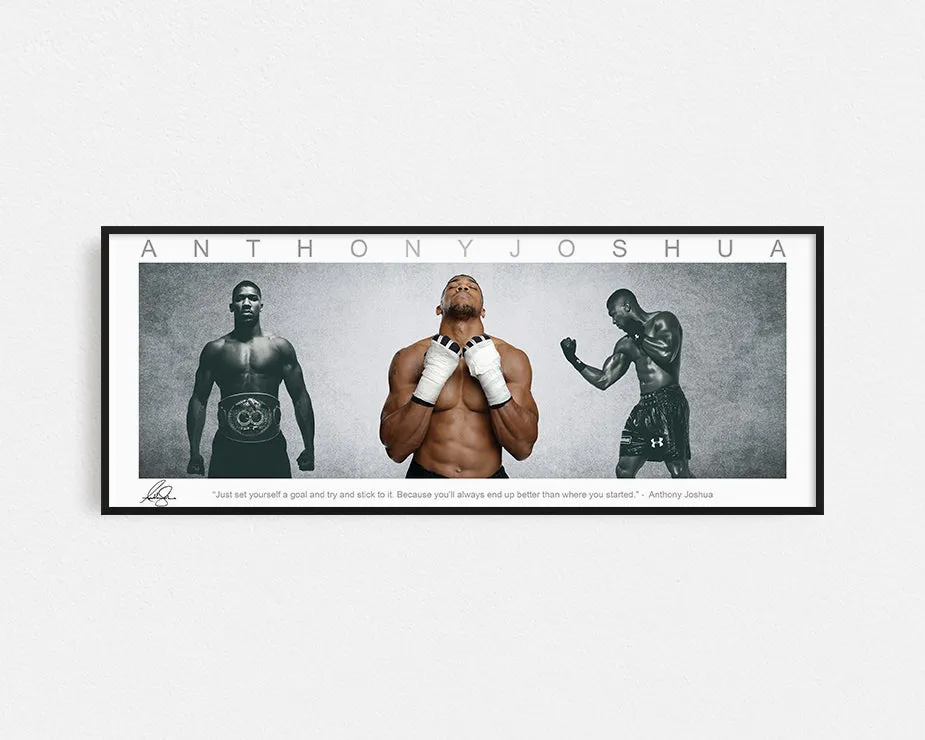 ANTHONY JOSHUA PANORAMIC COLLAGE PRINT SIGNED FRAMED WINGS