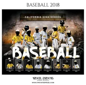 California High School Baseball Themed Sports Photography Template