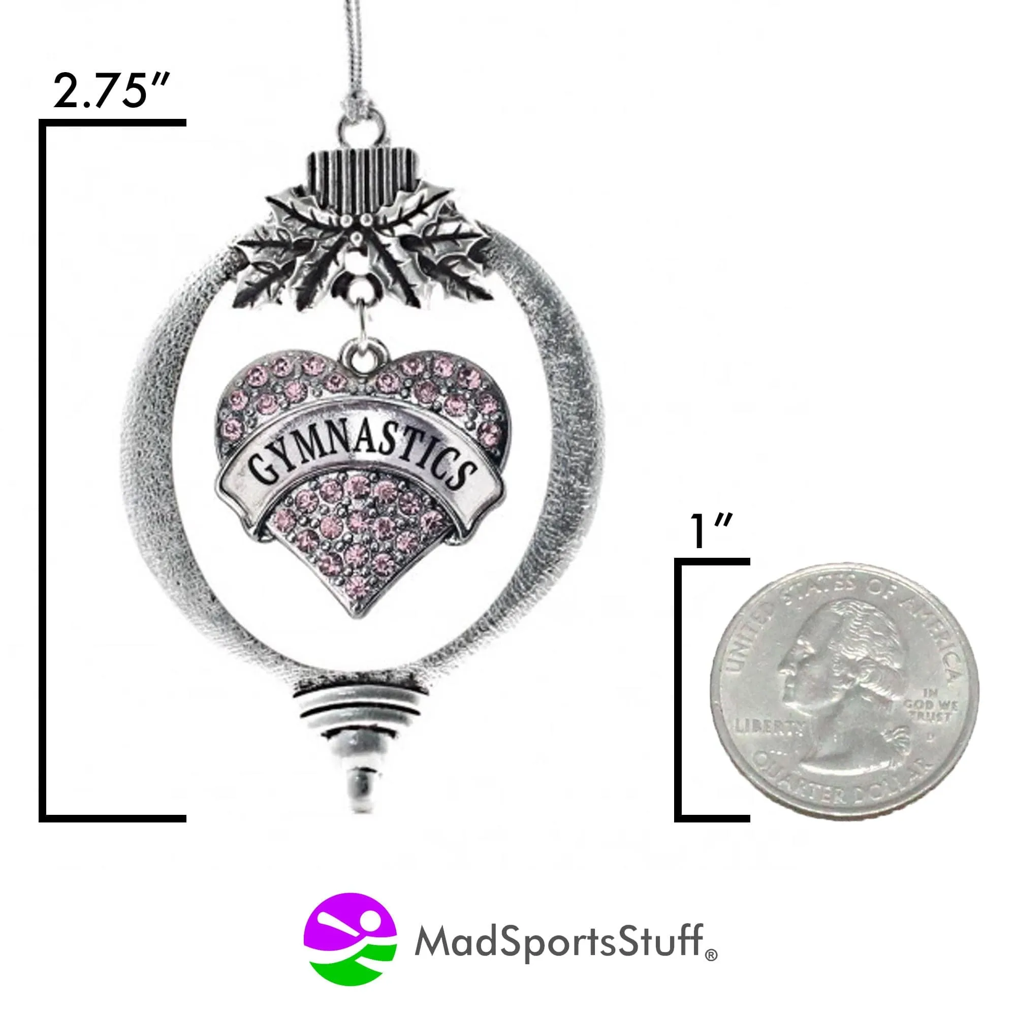 Christmas Ornament with Crystal Gymnastics Heart Charm