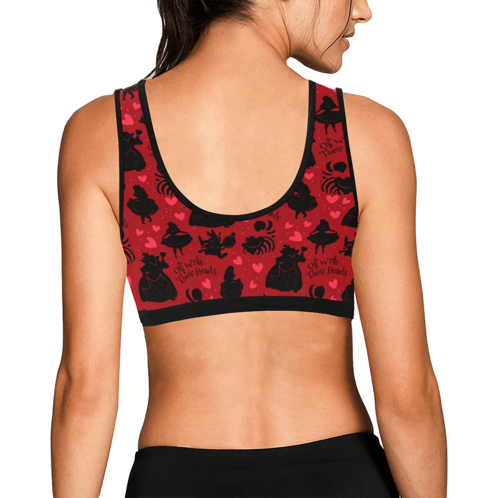 Disney Alice In Wonderland Queen Of Hearts Off With Their Heads Women's Athletic Sports Bra