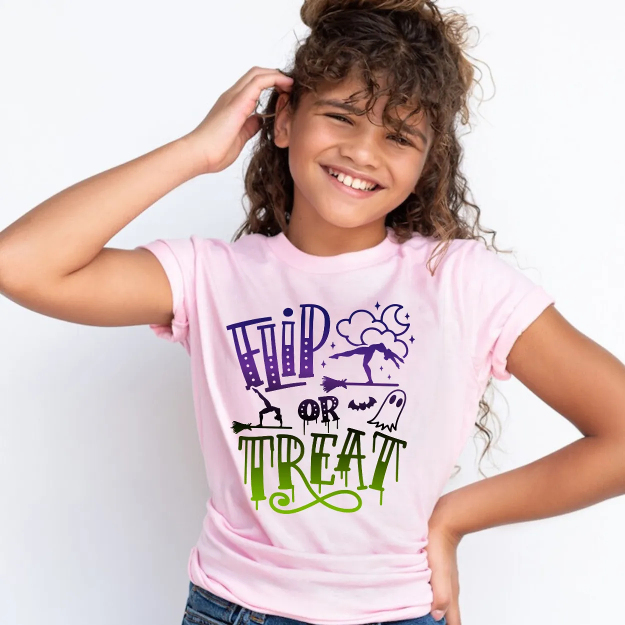 Flip or Treat Halloween Gymnastics Shirt for Kids