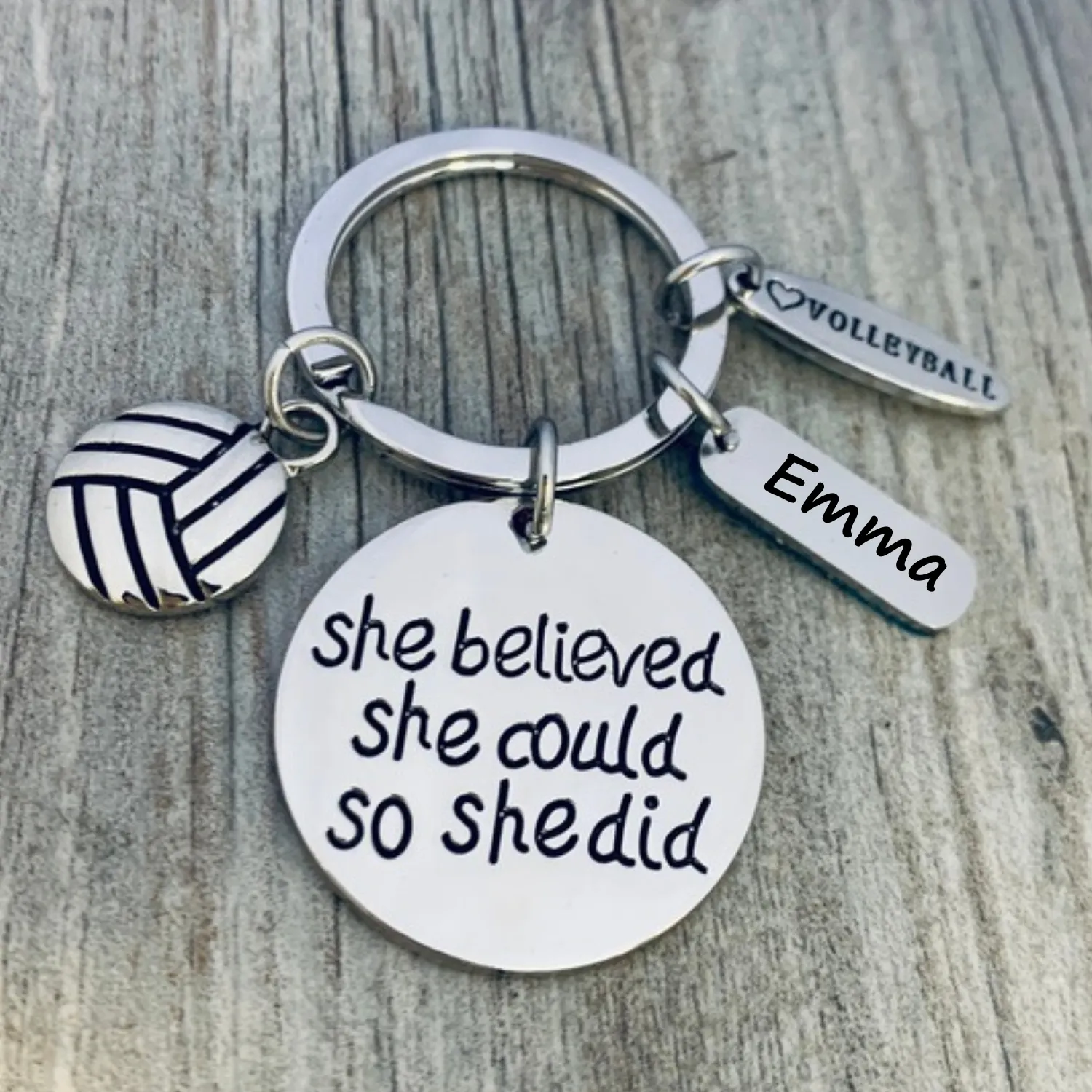 Girls Inspirational Volleyball Engraved Keychain