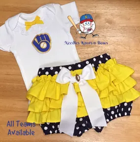 Girls Milwaukee Brewers Game Day Baseball Outfit