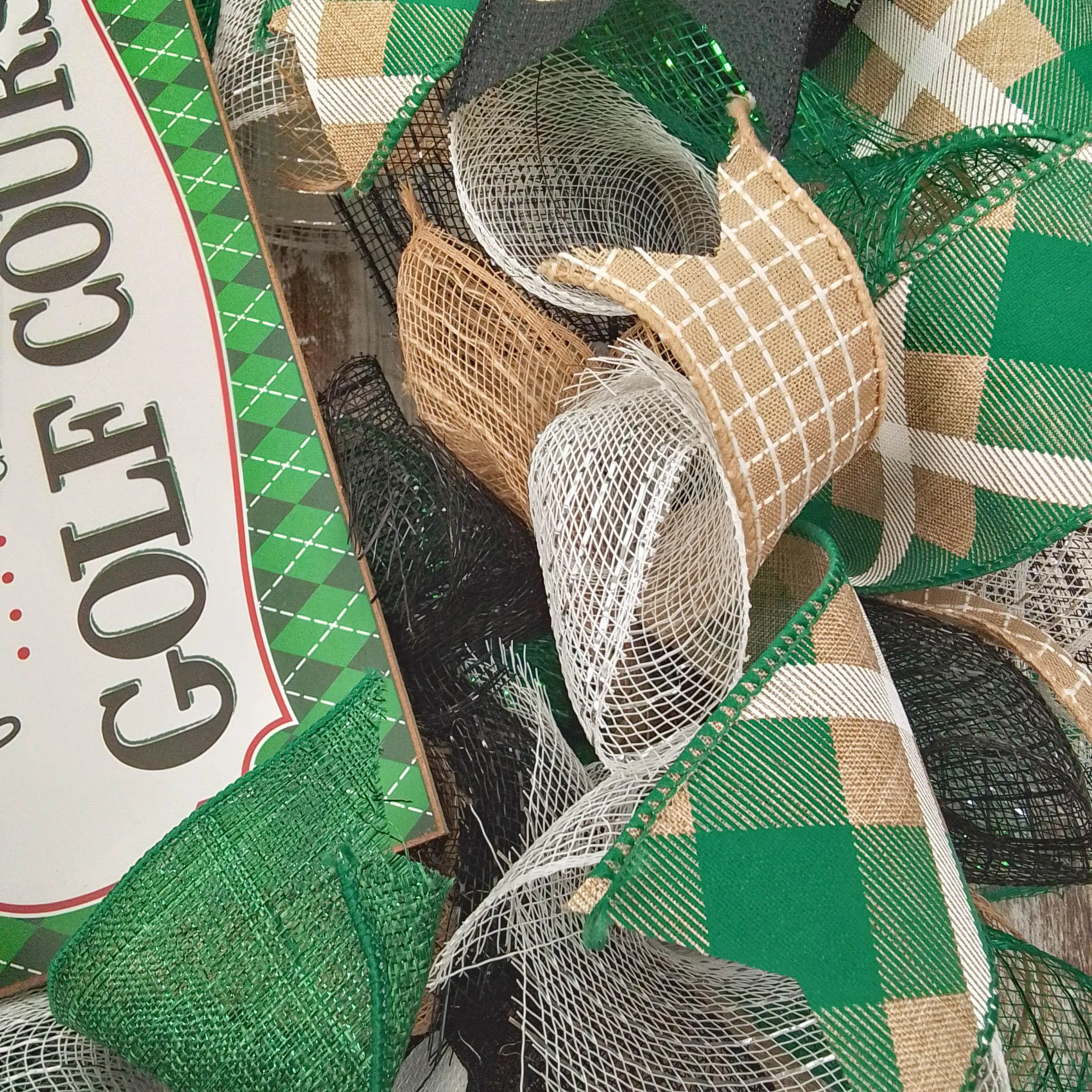 Golfer Front Door Wreath | If We're Not Home Check the Golf Course Mesh Wreath