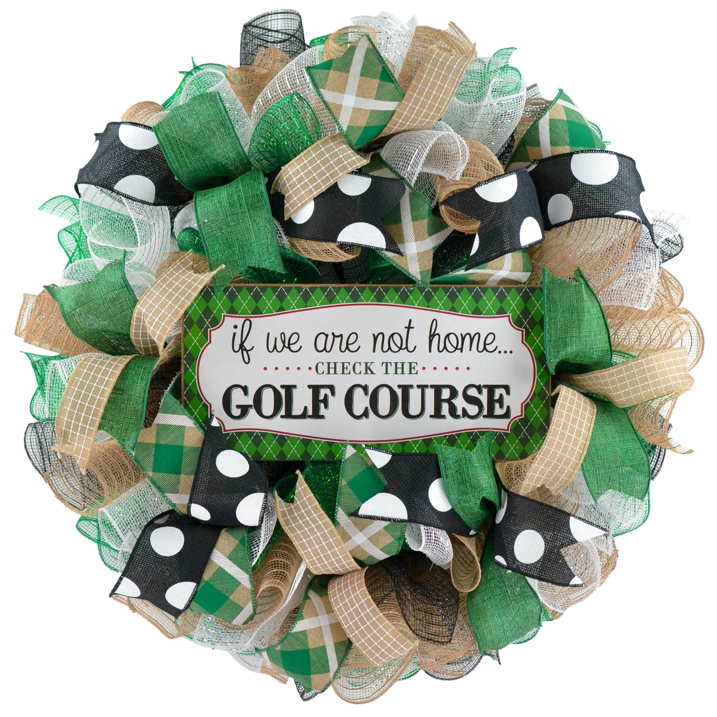 Golfer Front Door Wreath | If We're Not Home Check the Golf Course Mesh Wreath