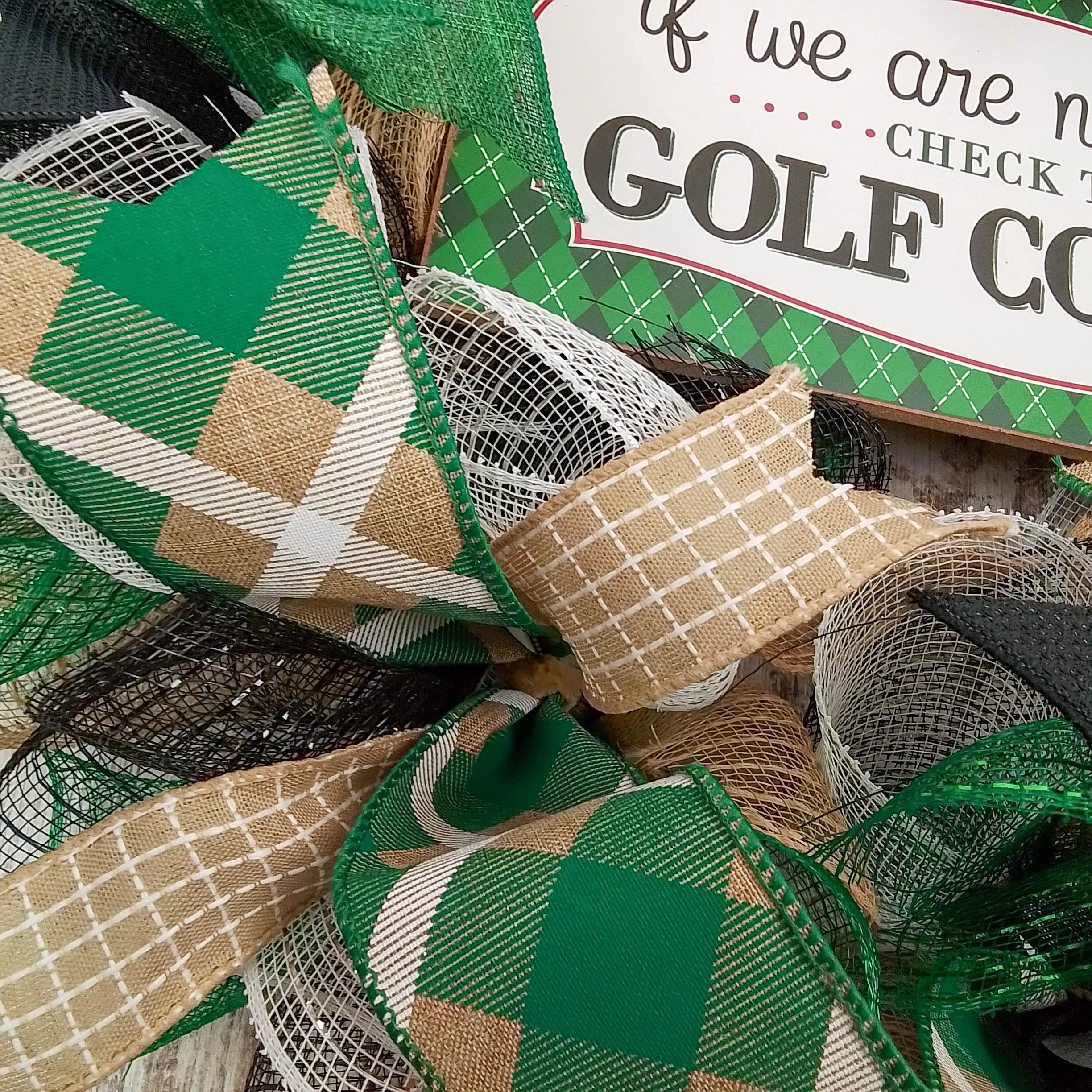 Golfer Front Door Wreath | If We're Not Home Check the Golf Course Mesh Wreath