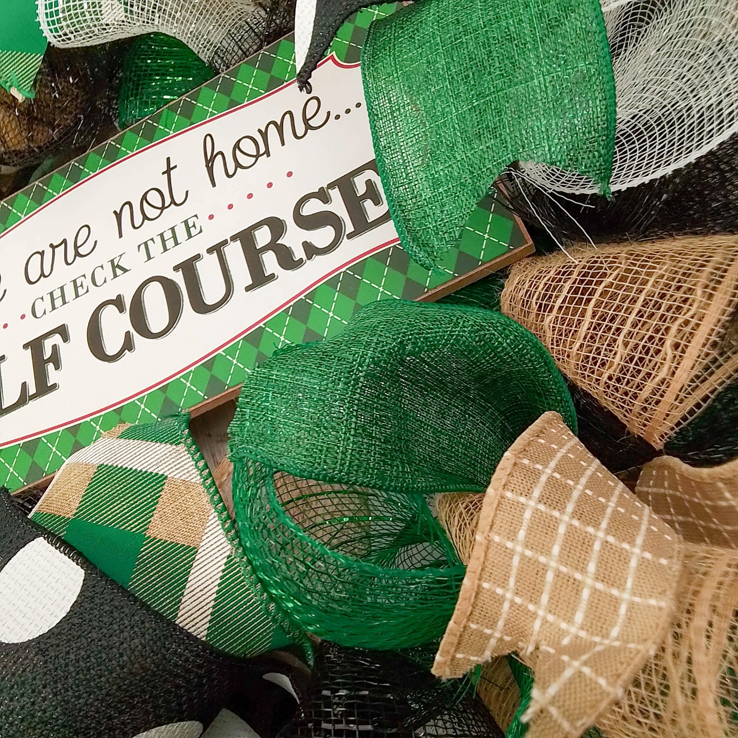 Golfer Front Door Wreath | If We're Not Home Check the Golf Course Mesh Wreath