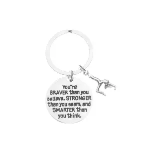 Gymnastics Keychain Inspirational You’re Braver than you Believe