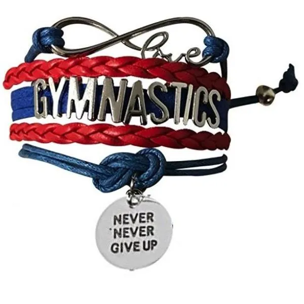 Gymnastics Never Give Up Infinity Bracelet- 13 Colors