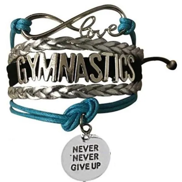 Gymnastics Never Give Up Infinity Bracelet- 13 Colors