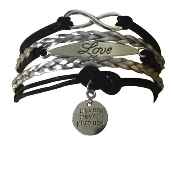 Gymnastics Never Give Up Infinity Bracelet- 13 Colors