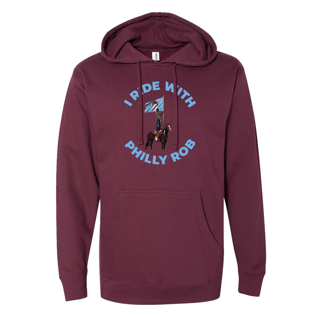 I Ride With Philly Rob Maroon Hoodie | Philadelphia Baseball