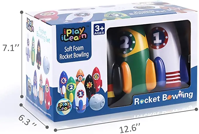 Kids Rocket Bowling Set Indoor Play Game Sports Toys