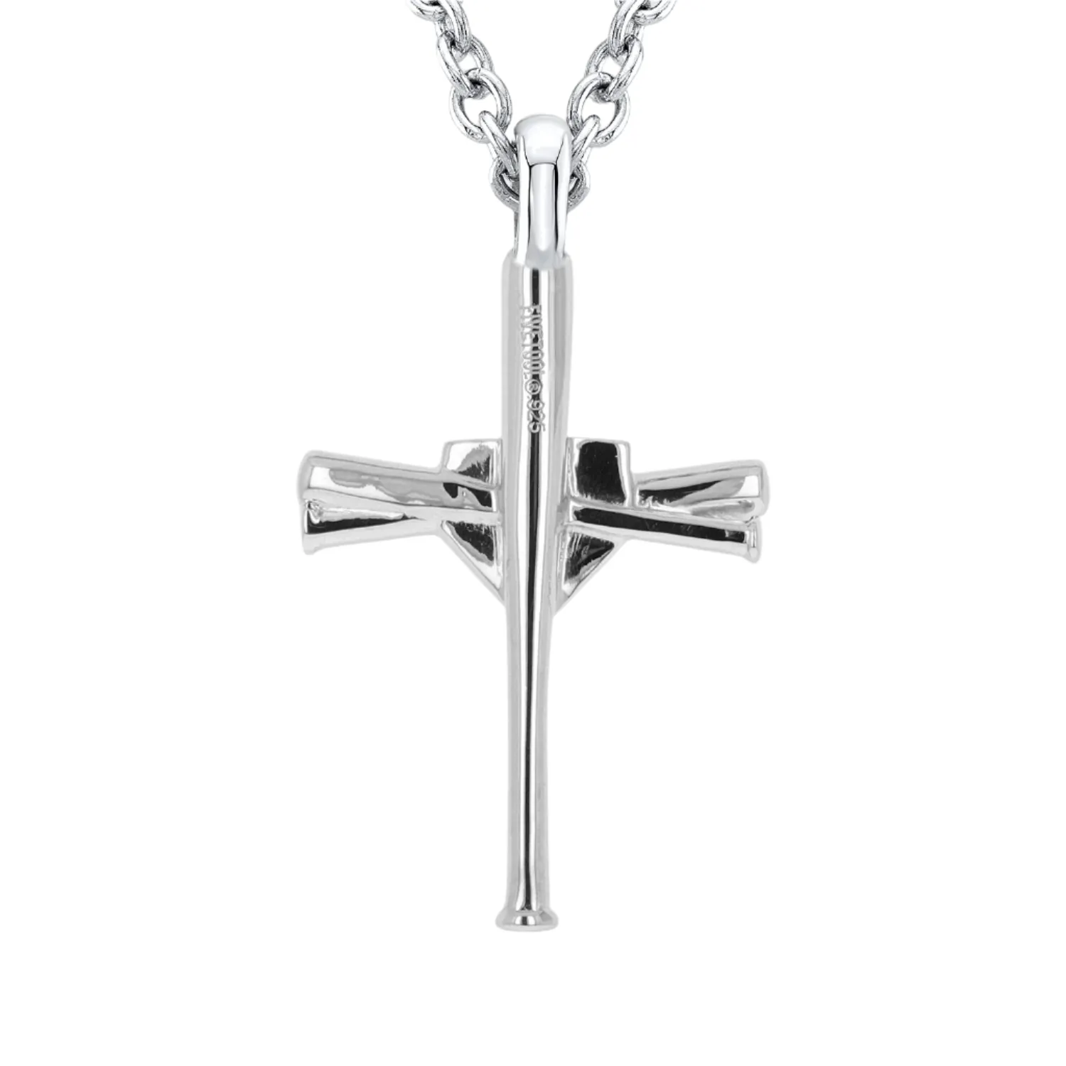 Numbered Baseball Bat Cross Necklace | Sterling Silver