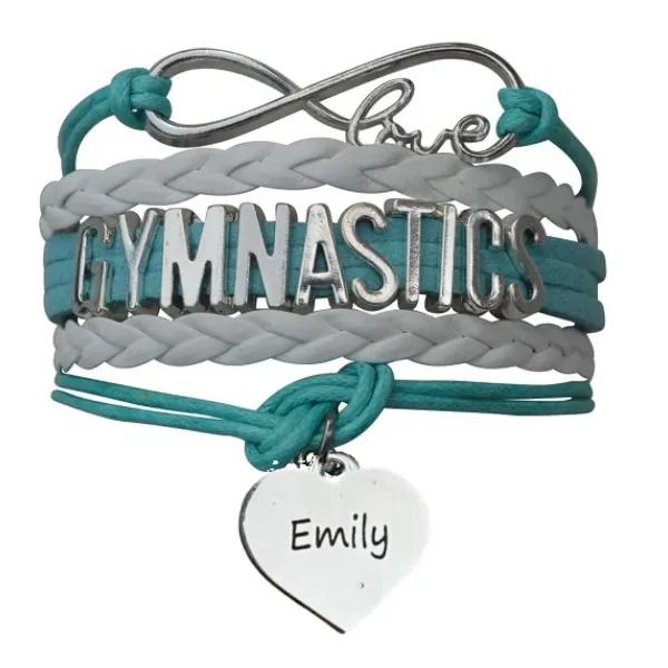 Personalized Engraved Gymnastics Infinity Bracelet- Pick Color