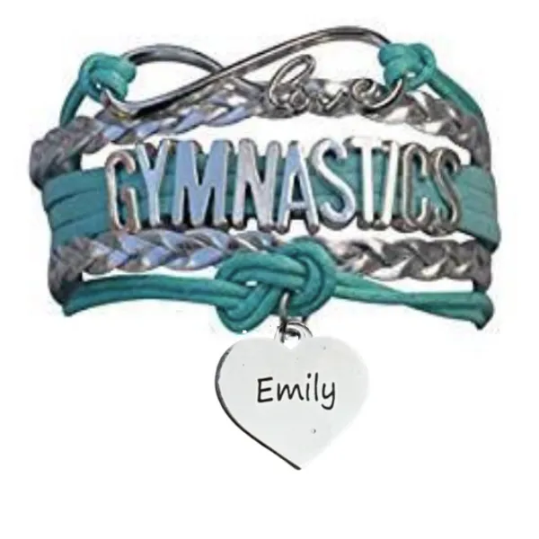 Personalized Engraved Gymnastics Infinity Bracelet- Pick Color