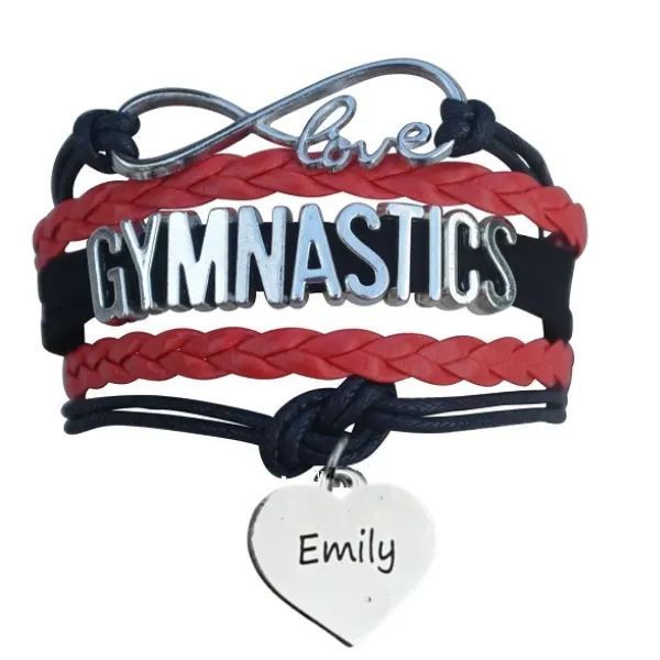 Personalized Engraved Gymnastics Infinity Bracelet- Pick Color