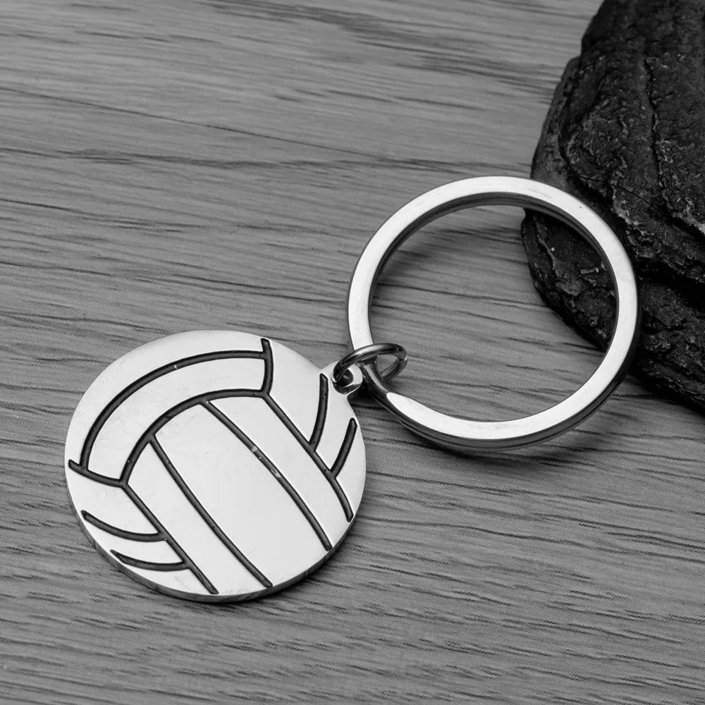 Personalized  Engraved Volleyball Keychain with Name and Number