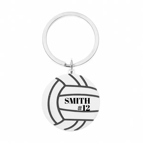 Personalized  Engraved Volleyball Keychain with Name and Number