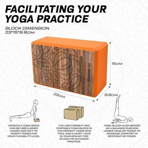 RDX High Density EVA Foam Yoga Block- Non-Slip (Orange)