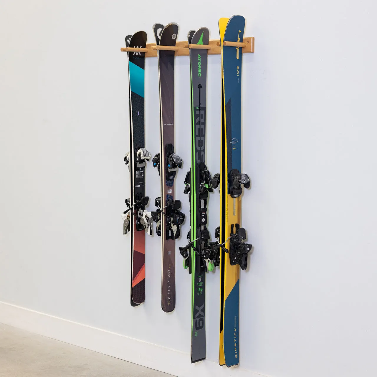 Snowbird Ski Storage Wood Rack | Holds 4 Pairs of Skis