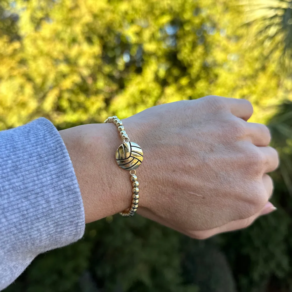 Volleyball 14k Gold Beaded Bracelets