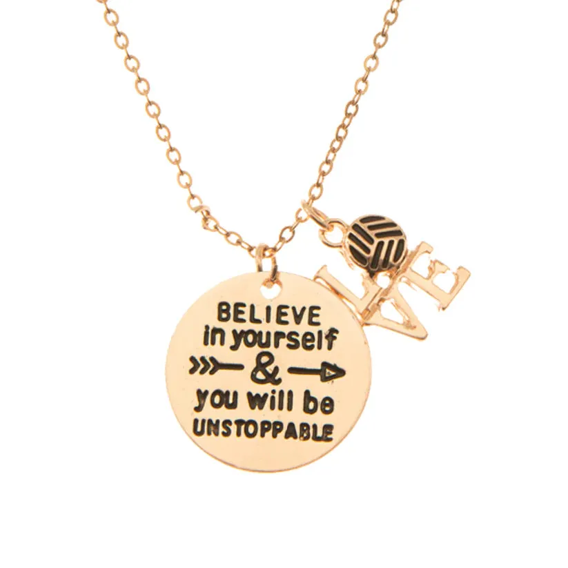 Volleyball Believe In Yourself Necklace - Pick Charm