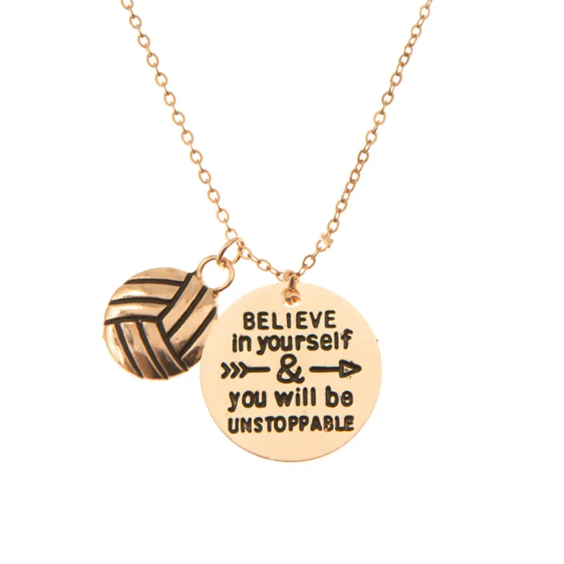 Volleyball Believe In Yourself Necklace - Pick Charm