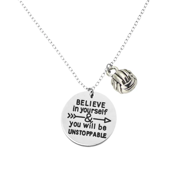 Volleyball Believe In Yourself Necklace - Pick Charm