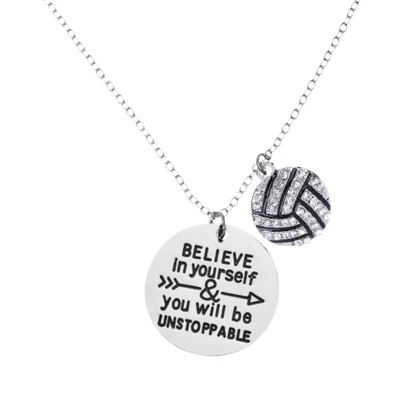 Volleyball Believe In Yourself Necklace - Pick Charm