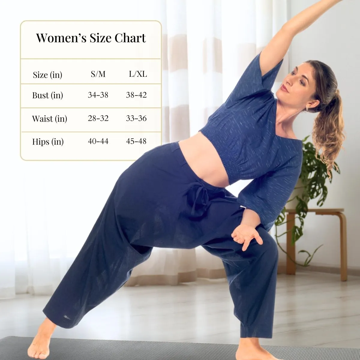 Women's Cotton Yoga Smock Top | Loose fit for Ultimate Relaxation with Sleeves | Smocked Waist Crop Top