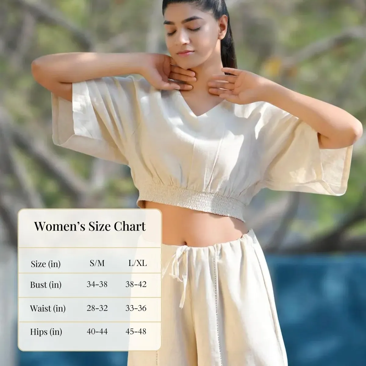 Women's Cotton Yoga Smock Top | Loose fit for Ultimate Relaxation with Sleeves | Smocked Waist Crop Top