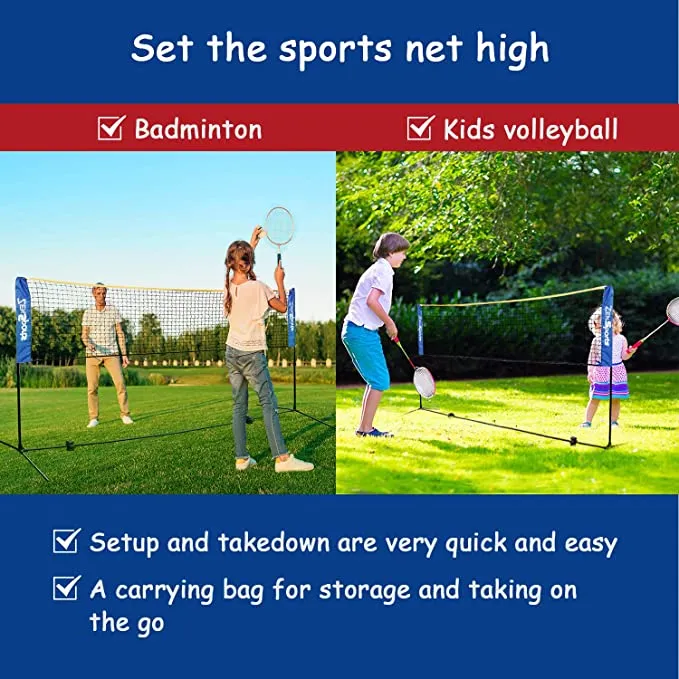 ZENY™ High Portable Badminton Net Beach Volleyball Tennis Sports Training Net Set,10FT*5FT