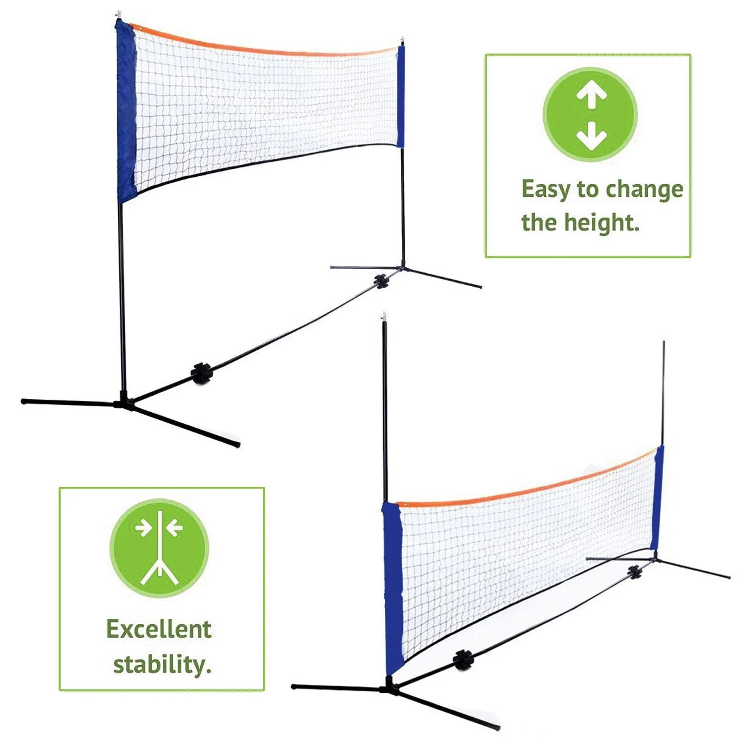 ZENY™ High Portable Badminton Net Beach Volleyball Tennis Sports Training Net Set,10FT*5FT